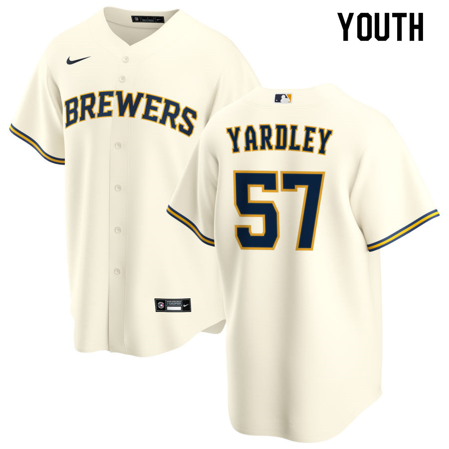 Nike Youth #57 Eric Yardley Milwaukee Brewers Baseball Jerseys Sale-Cream